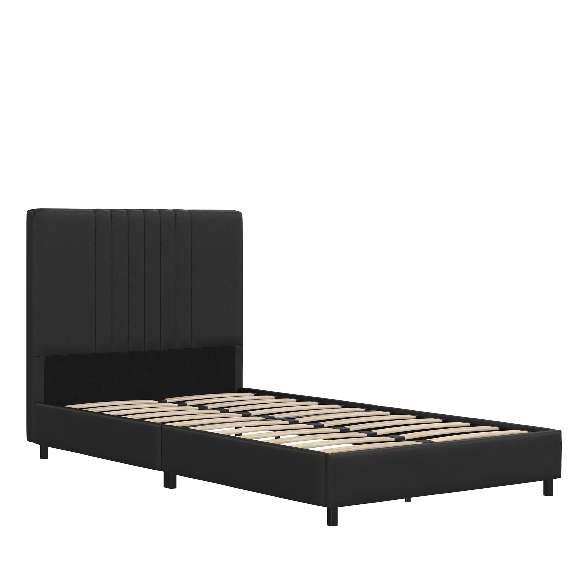 RealRooms Rio Upholstered Bed - Black - Twin