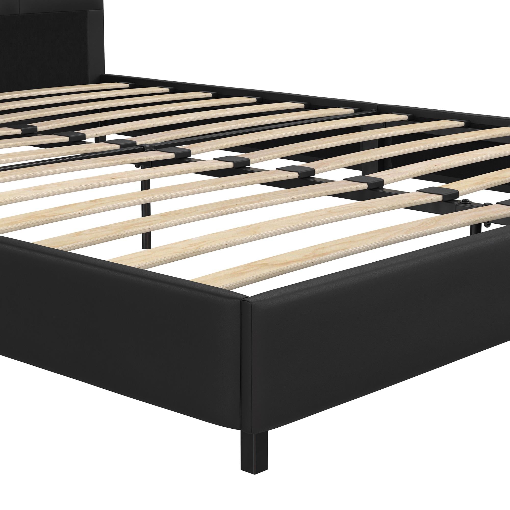 RealRooms Rio Upholstered Bed - Black - Queen