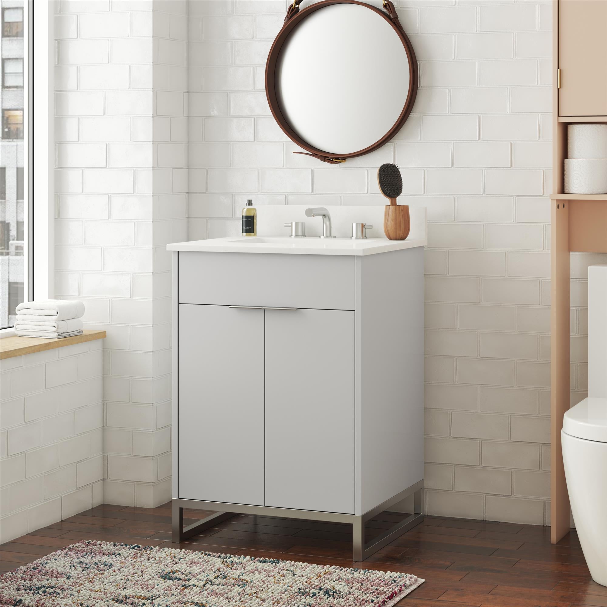 CosmoLiving Leona 24" Bathroom Vanity - Gray - 24"