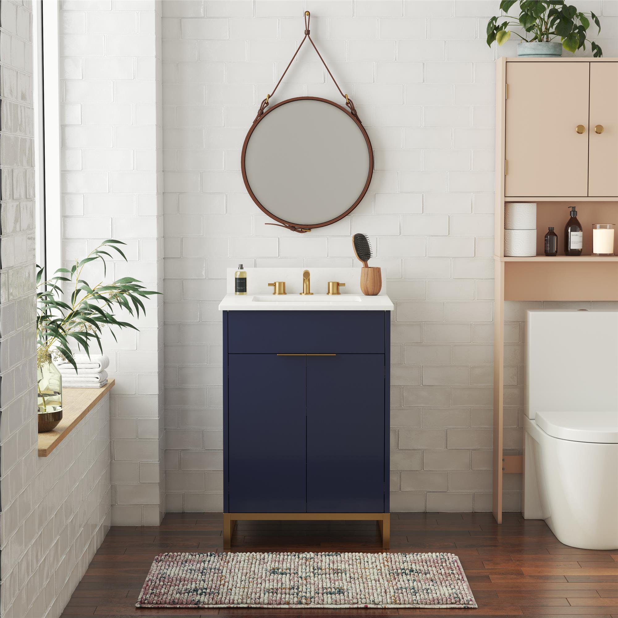 CosmoLiving Leona 24" Bathroom Vanity - Navy - 24"