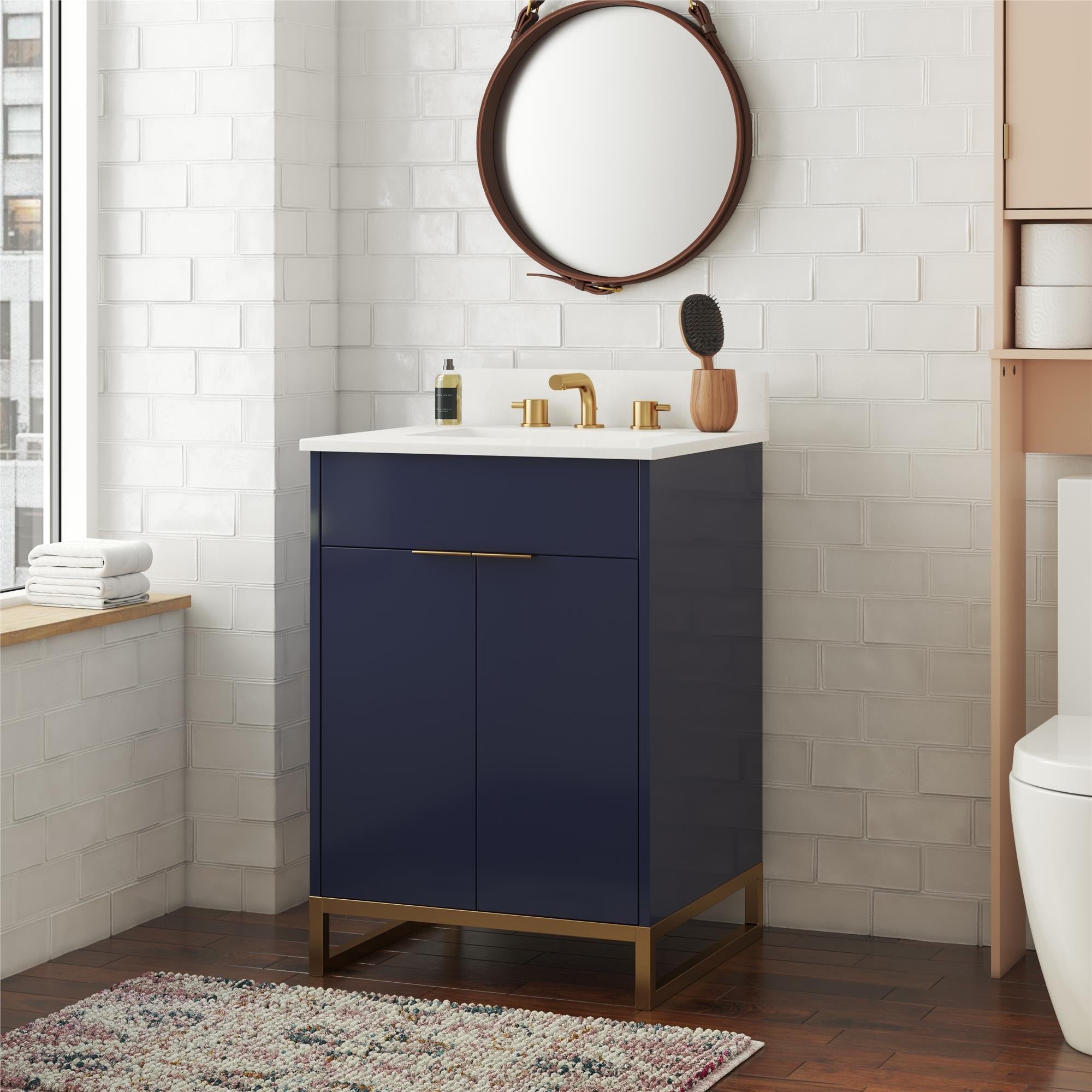 CosmoLiving Leona 24" Bathroom Vanity - Navy - 24"
