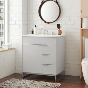 CosmoLiving Leona 30" Bathroom Vanity - Gray - 30"