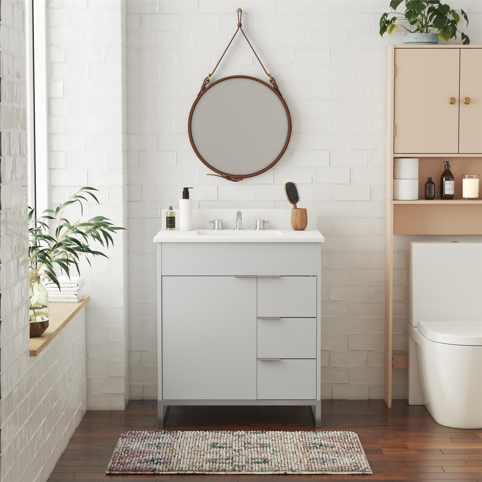 CosmoLiving Leona 30" Bathroom Vanity - Gray - 30"