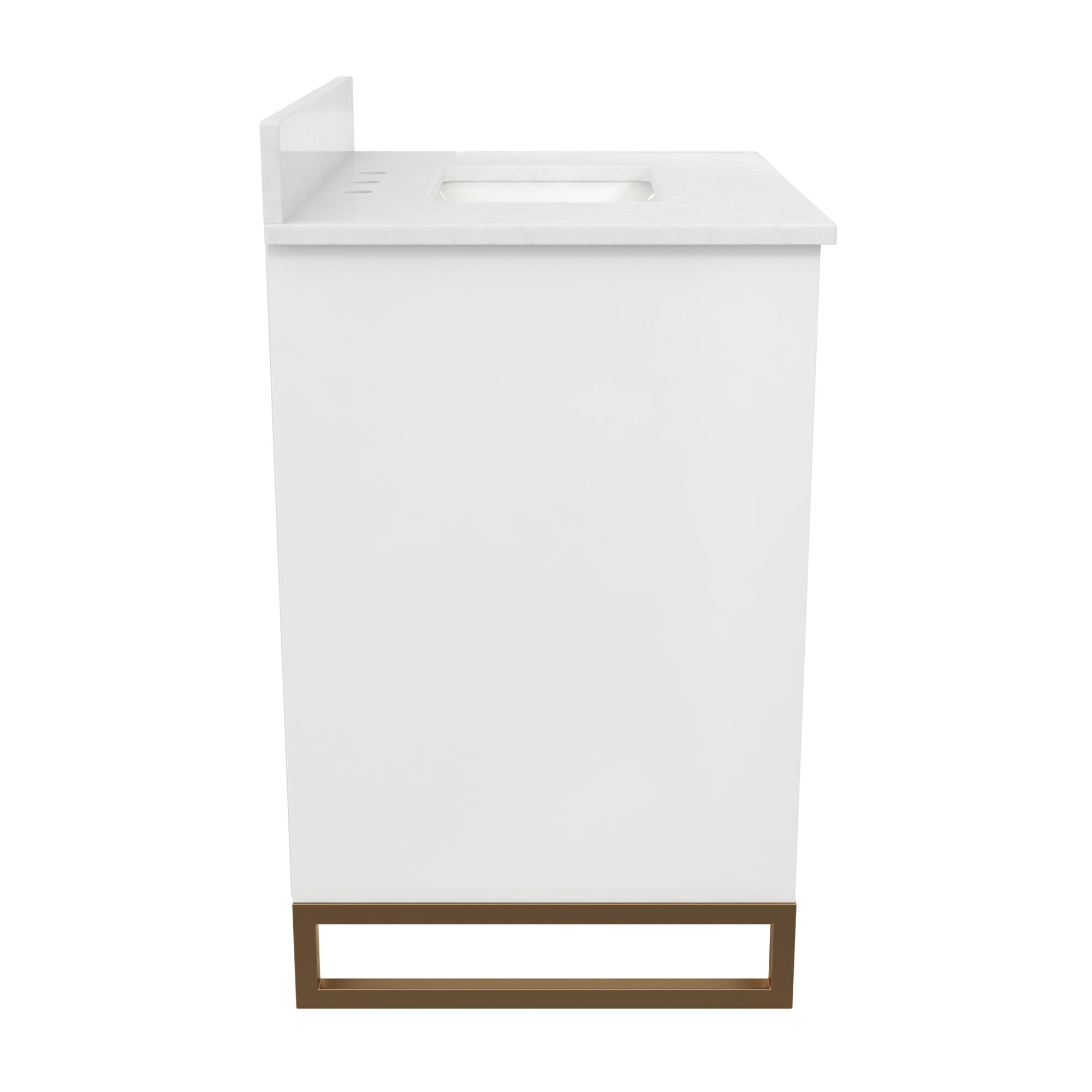 CosmoLiving Leona 30" Bathroom Vanity, White with Gold Metal - White - 30"