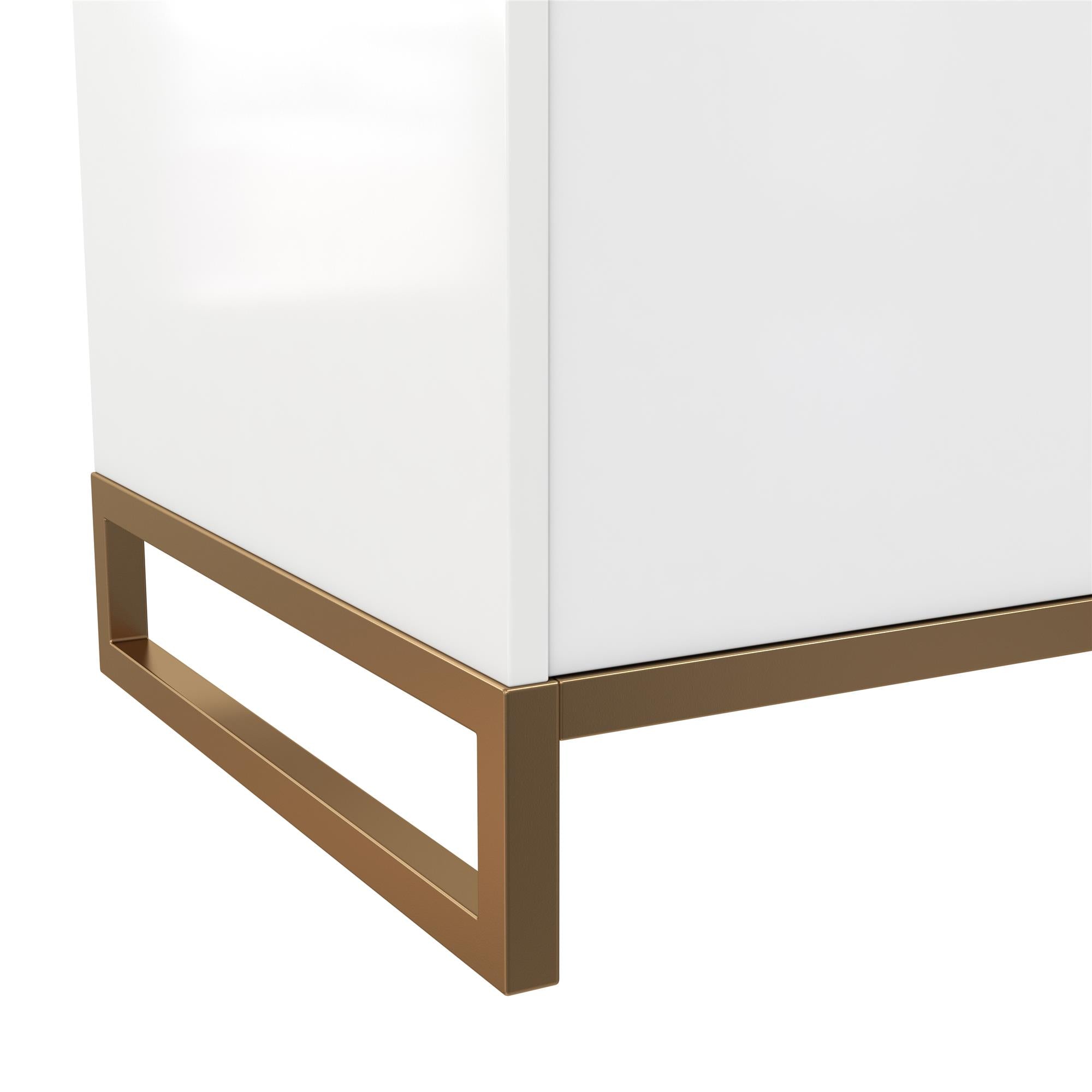 CosmoLiving Leona 30" Bathroom Vanity, White with Gold Metal - White - 30"