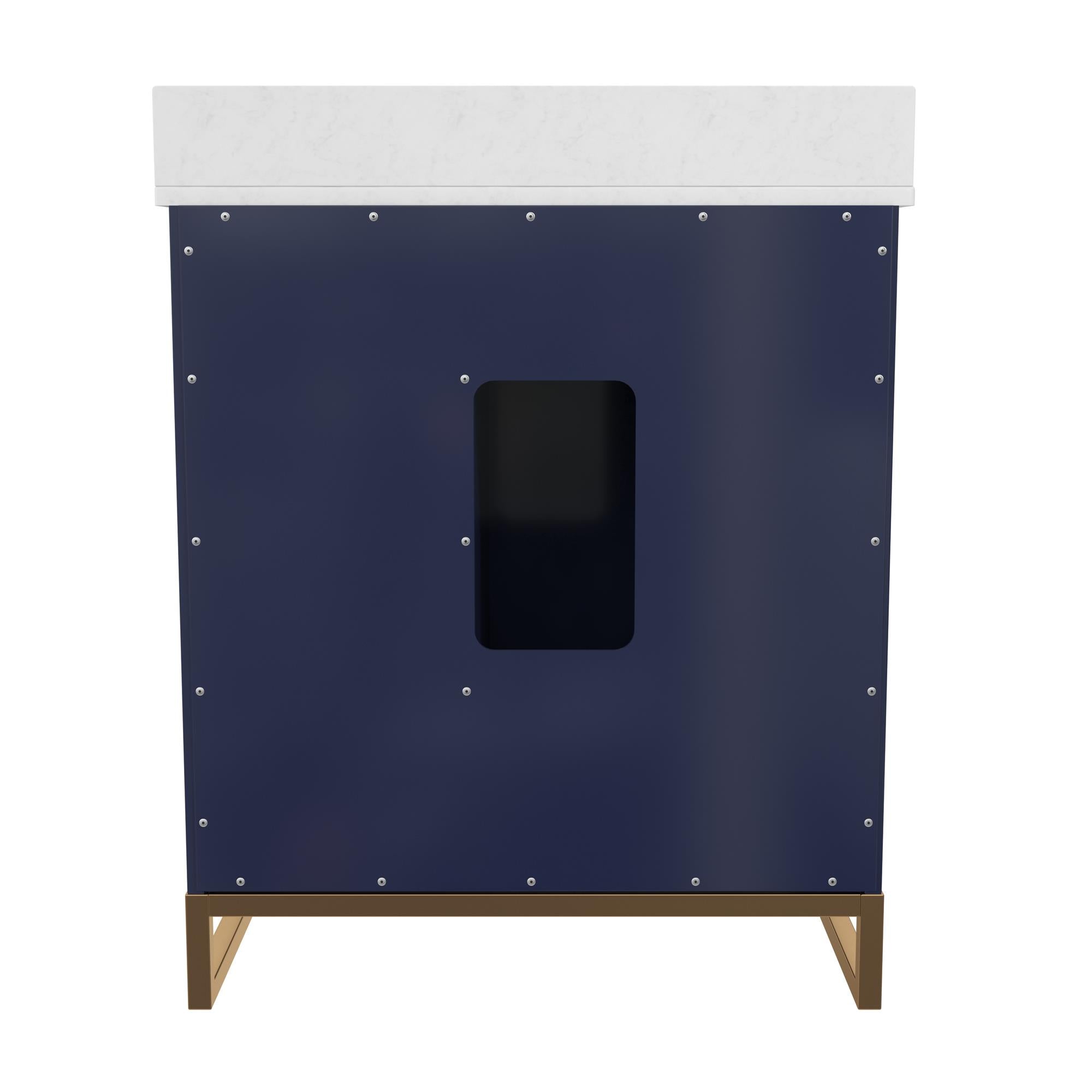 CosmoLiving Leona 30" Bathroom Vanity, Navy with Gold Metal - Navy - 30"