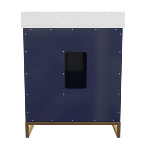 CosmoLiving Leona 30" Bathroom Vanity, Navy with Gold Metal - Navy - 30"