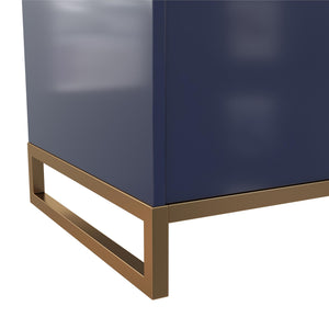 CosmoLiving Leona 30" Bathroom Vanity, Navy with Gold Metal - Navy - 30"