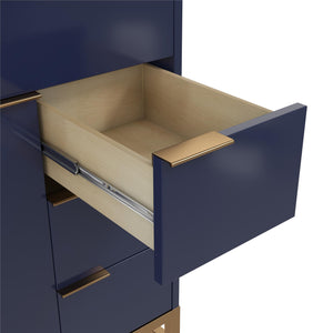 CosmoLiving Leona 30" Bathroom Vanity, Navy with Gold Metal - Navy - 30"