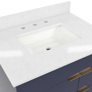 CosmoLiving Leona 30" Bathroom Vanity, Navy with Gold Metal - Navy - 30"