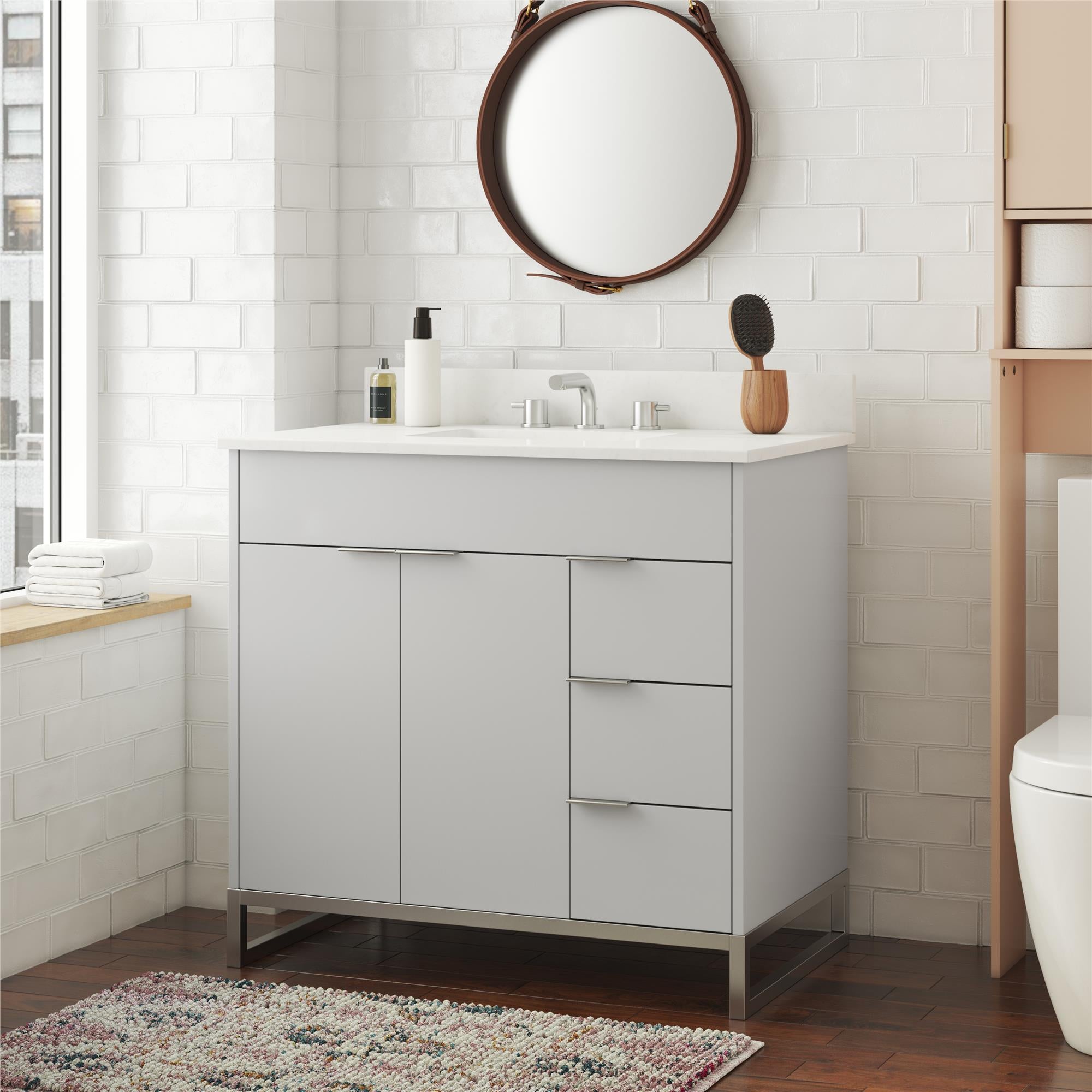 CosmoLiving Leona 36" Bathroom Vanity  - Gray - 36"