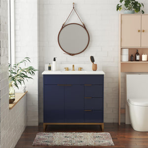 CosmoLiving Leona 36" Bathroom Vanity  - Navy - 36"