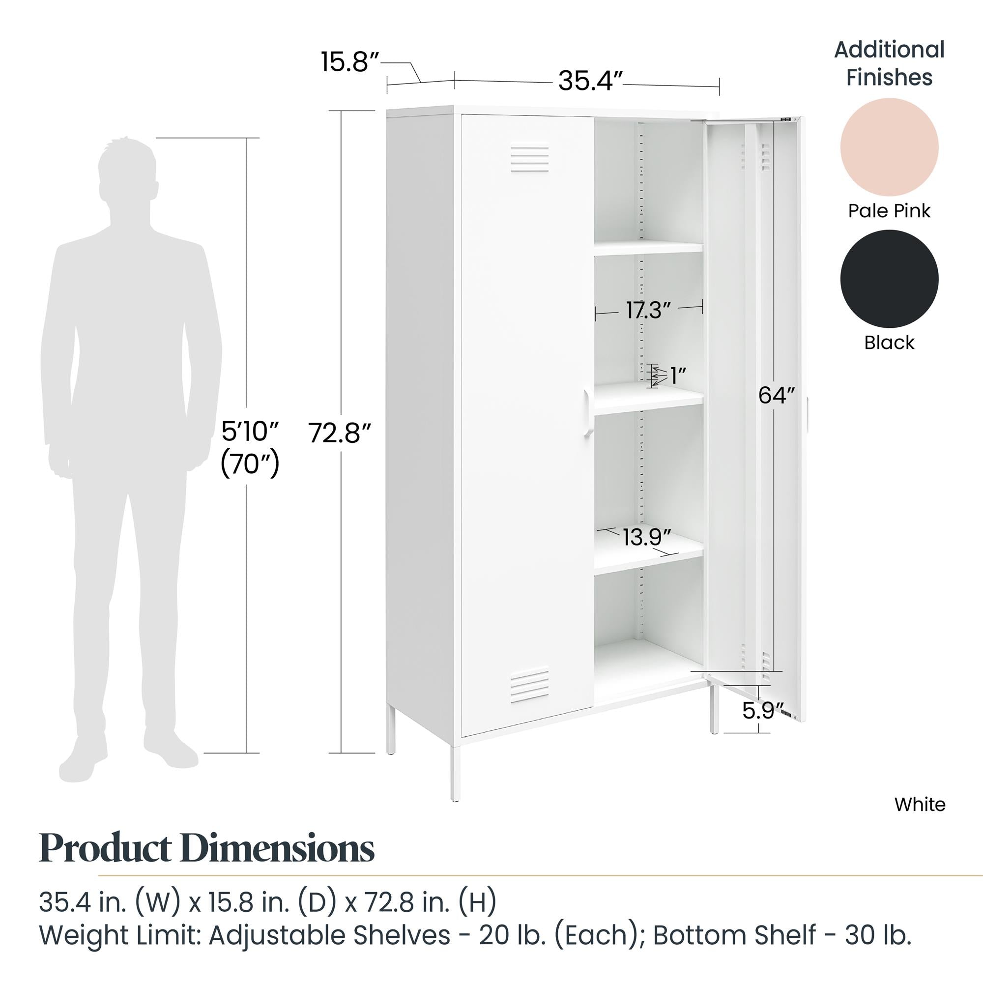 Systembuild Evolution Mission District Tall 2 Door Metal Locker Cabinet - Black