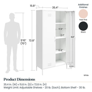 Systembuild Evolution Mission District Tall 2 Door Metal Locker Cabinet - Black