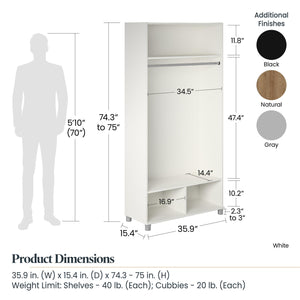 Systembuild Evolution Lory 36" Wide Mudroom Cabinet - Natural