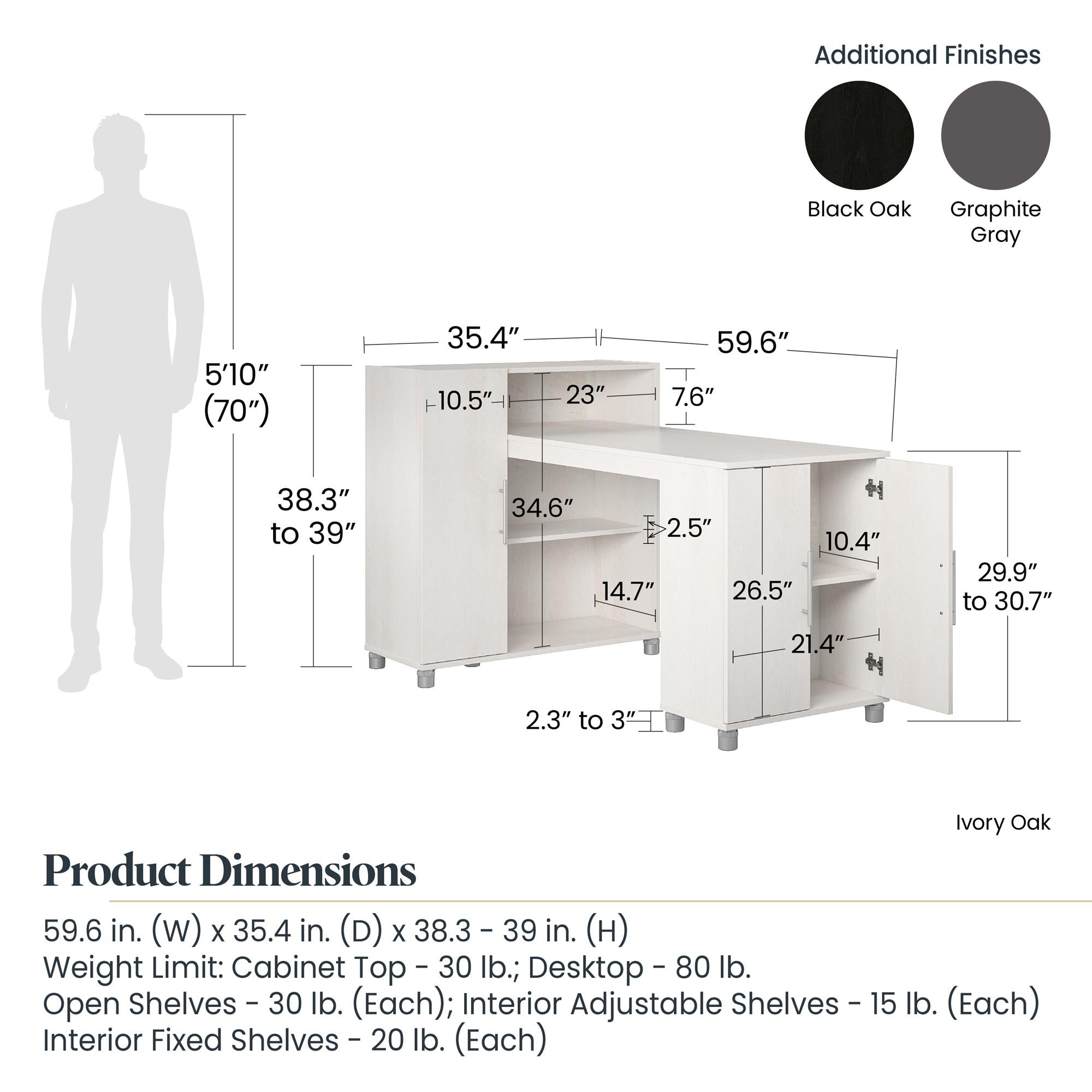 Systembuild Evolution Camberly Hobby and Craft Desk with Storage Cabinet - Black Oak