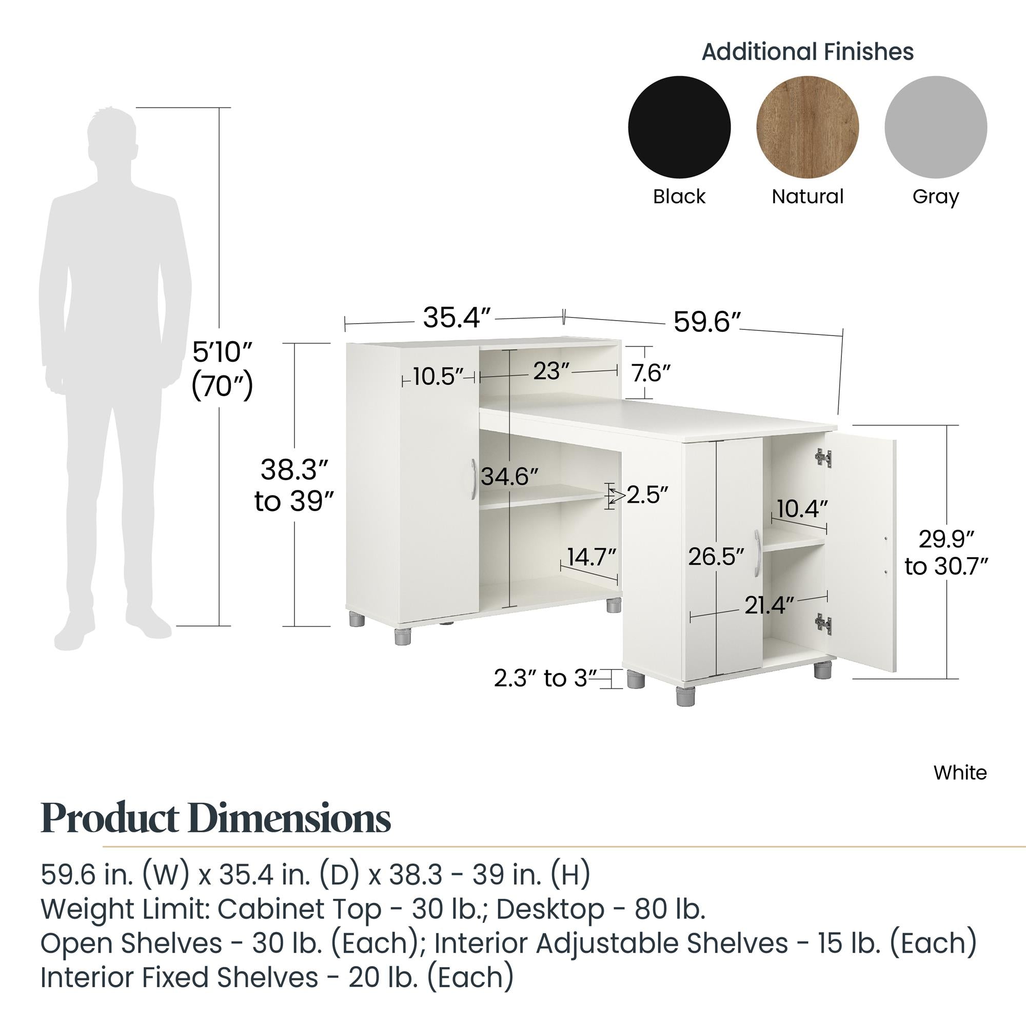 Systembuild Evolution Lory Hobby and Craft Desk with Storage Cabinet - Dove Gray
