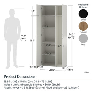 Systembuild Evolution Lory Tall Asymmetrical Storage Cabinet - White