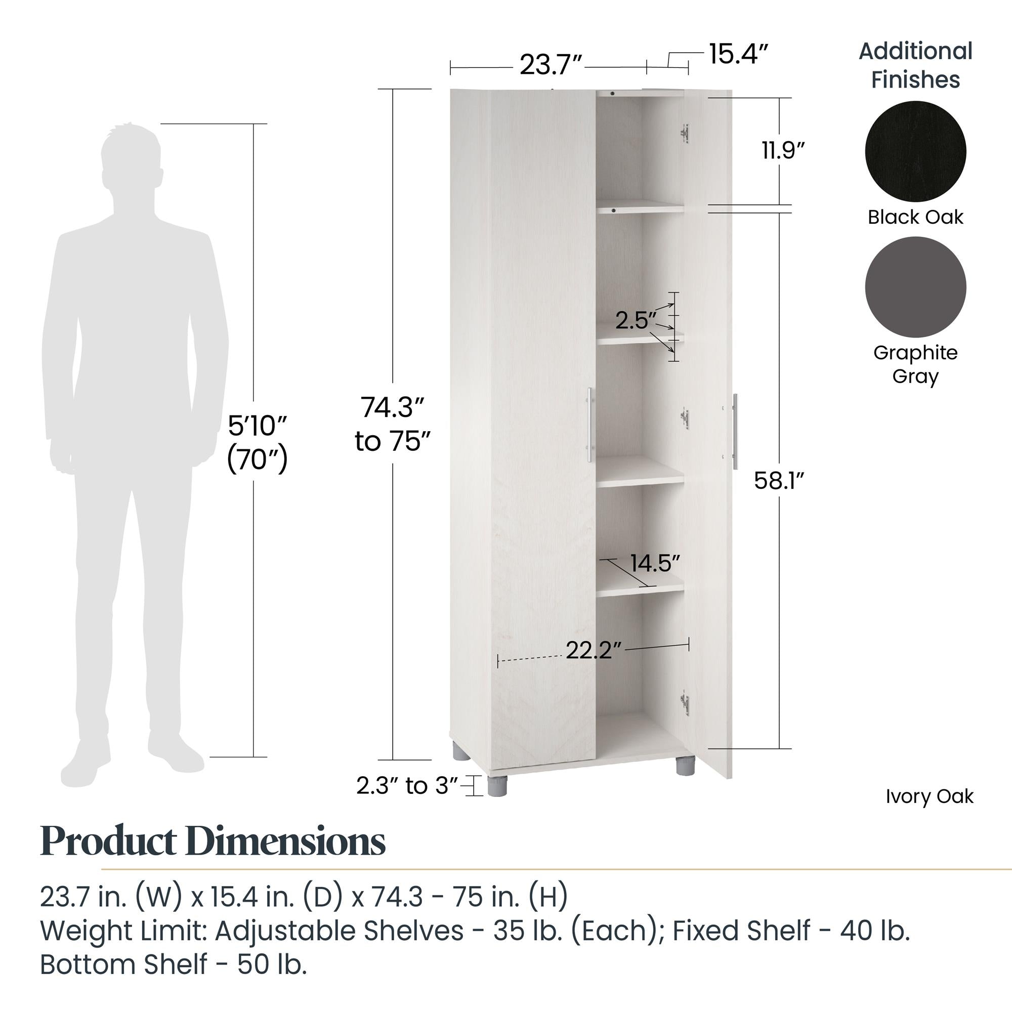 Systembuild Evolution Camberly 24" Utility Storage Cabinet - Black Oak