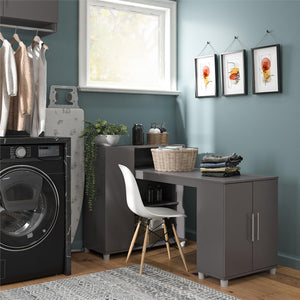 Systembuild Evolution Camberly Hobby and Craft Desk with Storage Cabinet - Graphite Grey