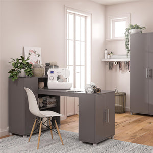 Systembuild Evolution Camberly Hobby and Craft Desk with Storage Cabinet - Graphite Grey