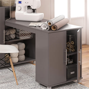 Systembuild Evolution Camberly Hobby and Craft Desk with Storage Cabinet - Graphite Grey