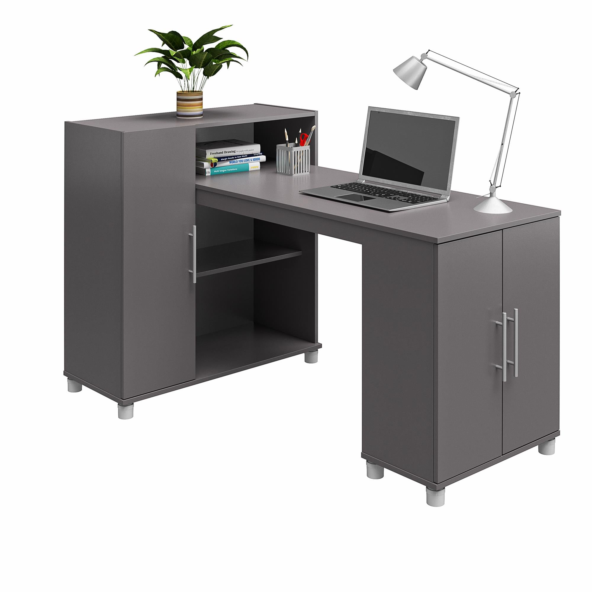 Systembuild Evolution Camberly Hobby and Craft Desk with Storage Cabinet - Graphite Grey