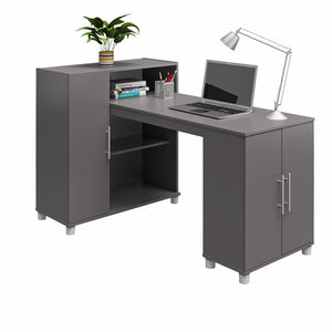 Systembuild Evolution Camberly Hobby and Craft Desk with Storage Cabinet - Graphite Grey