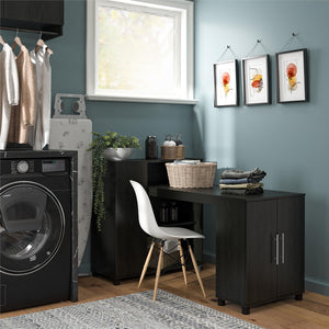 Systembuild Evolution Camberly Hobby and Craft Desk with Storage Cabinet - Black Oak