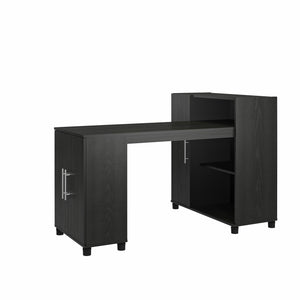Systembuild Evolution Camberly Hobby and Craft Desk with Storage Cabinet - Black Oak