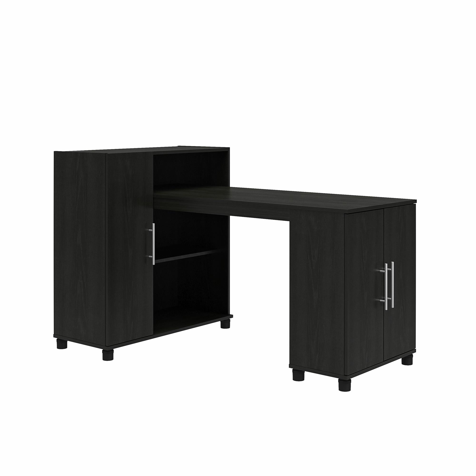 Systembuild Evolution Camberly Hobby and Craft Desk with Storage Cabinet - Black Oak