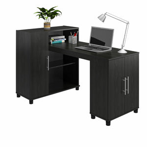 Systembuild Evolution Camberly Hobby and Craft Desk with Storage Cabinet - Black Oak