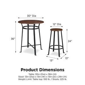 DHP Montgomery  3-Piece Dining Set - Dark Mahogany