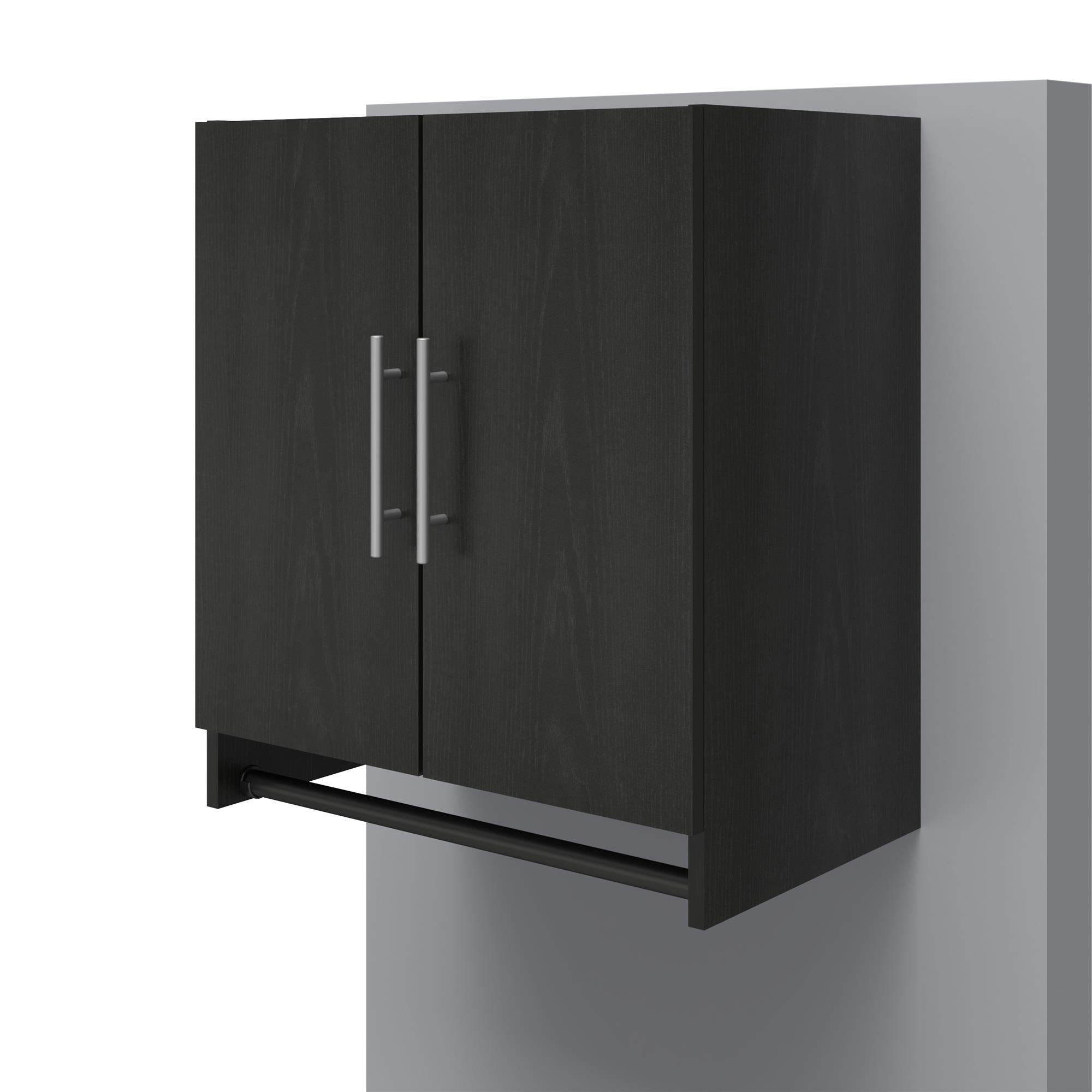 Systembuild Evolution Camberly 2 Door Wall Cabinet with Hanging Rod - Black Oak