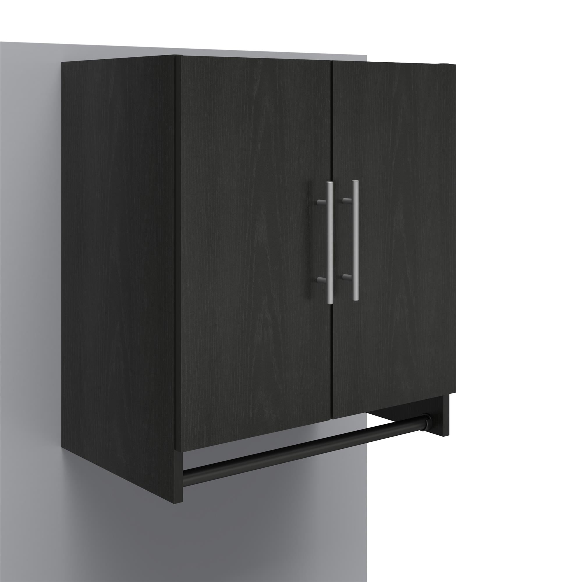 Systembuild Evolution Camberly 2 Door Wall Cabinet with Hanging Rod - Black Oak