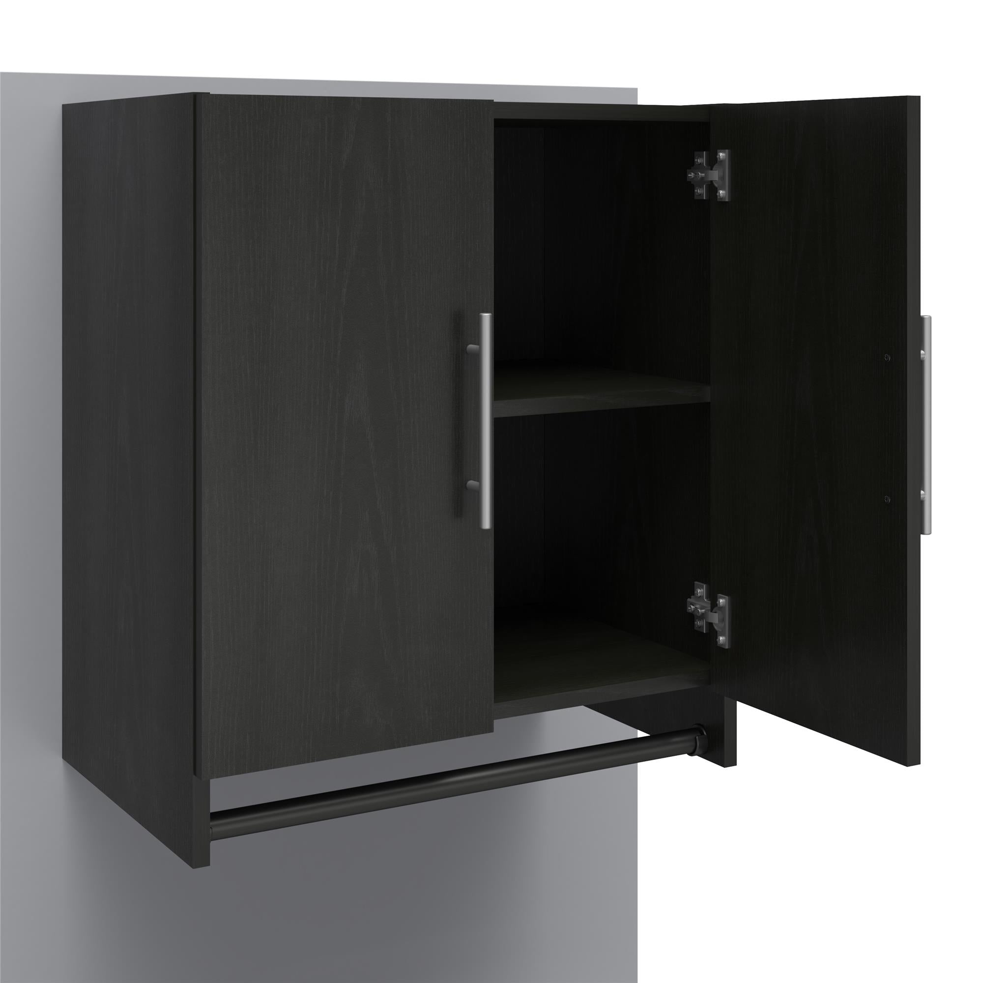 Systembuild Evolution Camberly 2 Door Wall Cabinet with Hanging Rod - Black Oak