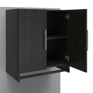 Systembuild Evolution Camberly 2 Door Wall Cabinet with Hanging Rod - Black Oak