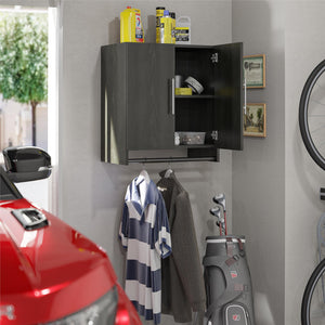 Systembuild Evolution Camberly 2 Door Wall Cabinet with Hanging Rod - Black Oak