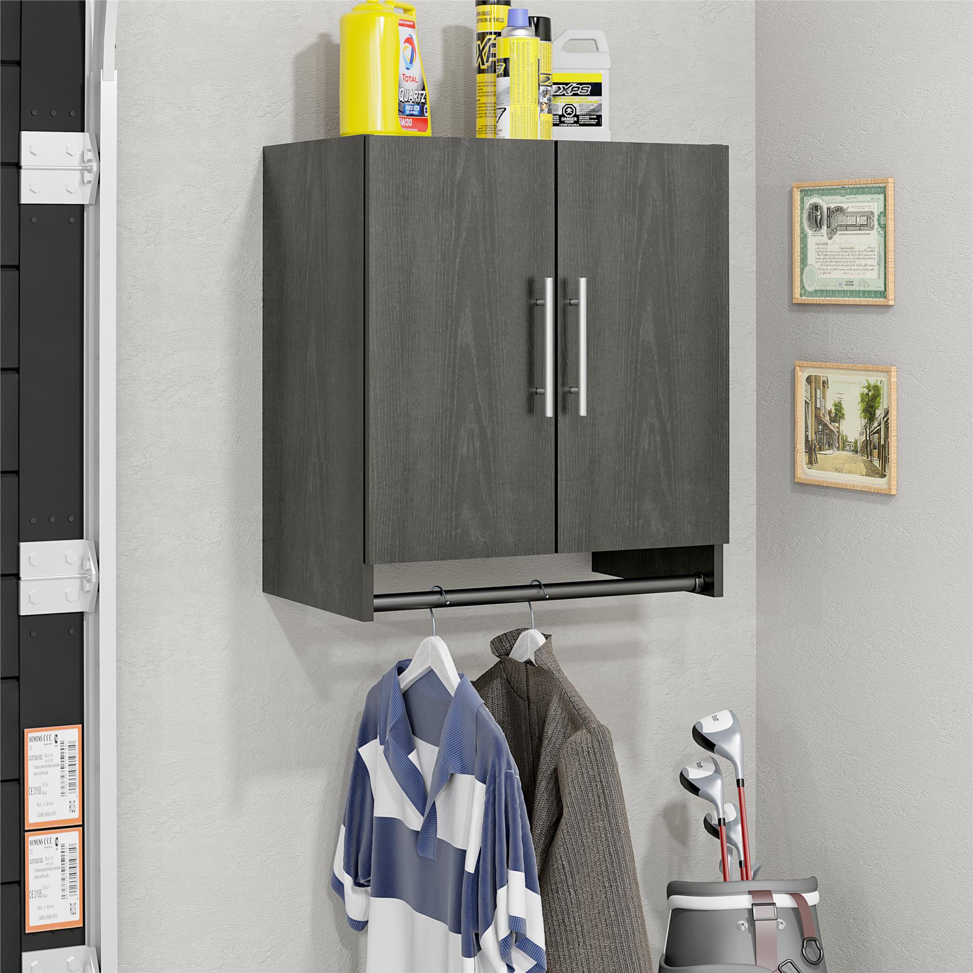 Systembuild Evolution Camberly 2 Door Wall Cabinet with Hanging Rod - Black Oak