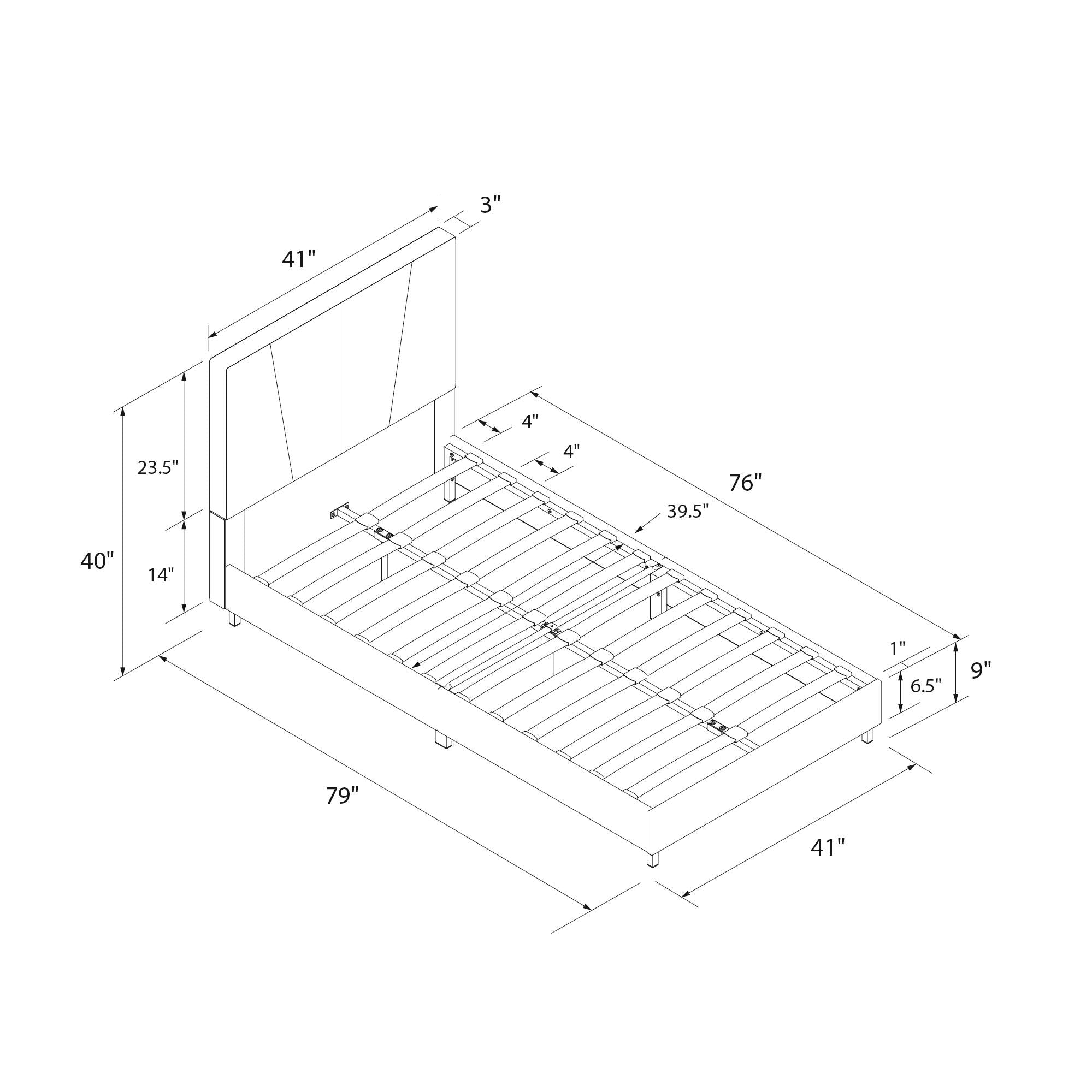 RealRooms Maverick Upholstered Bed - Gray - Twin