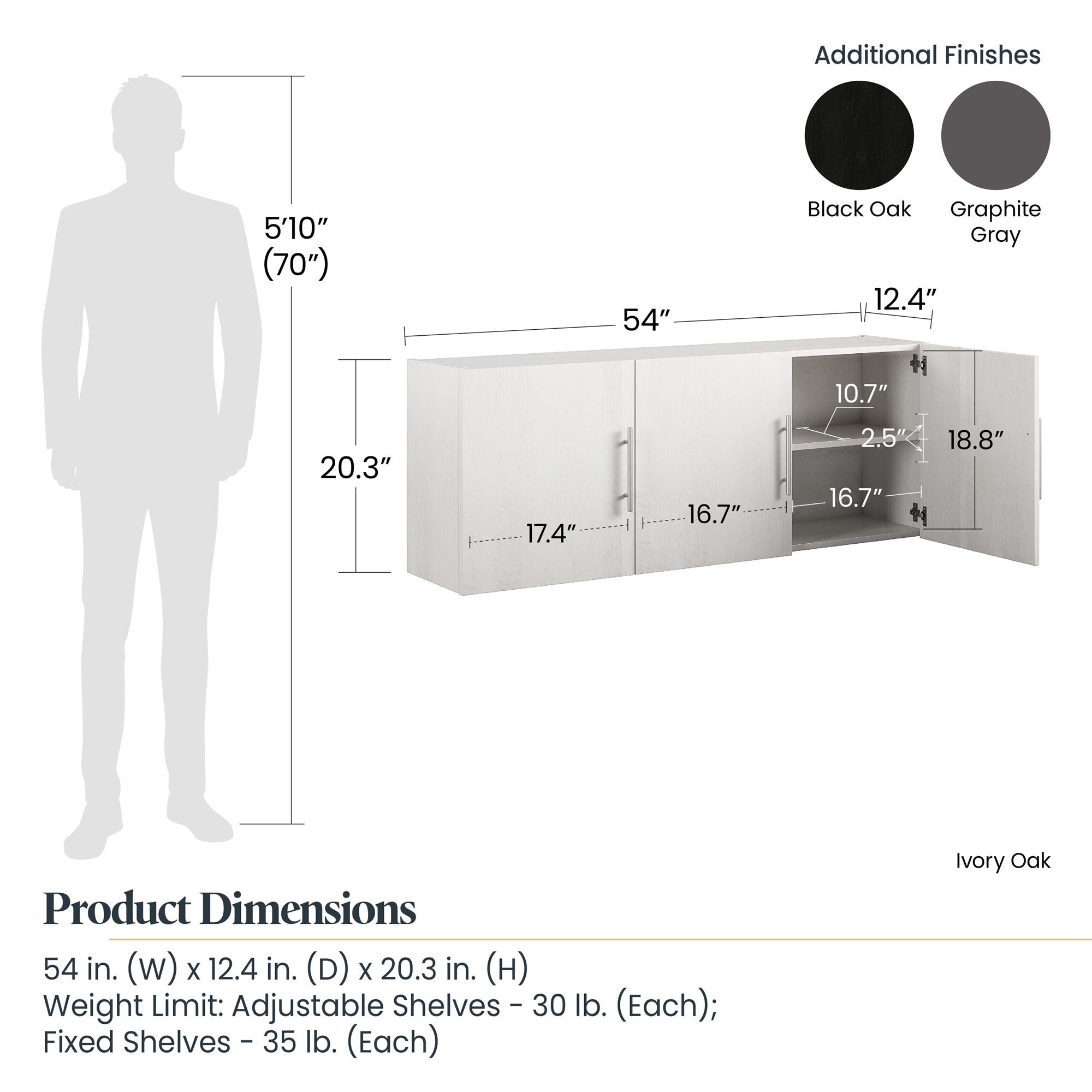 Systembuild Evolution Camberly 54" Wall Cabinet - Graphite Grey