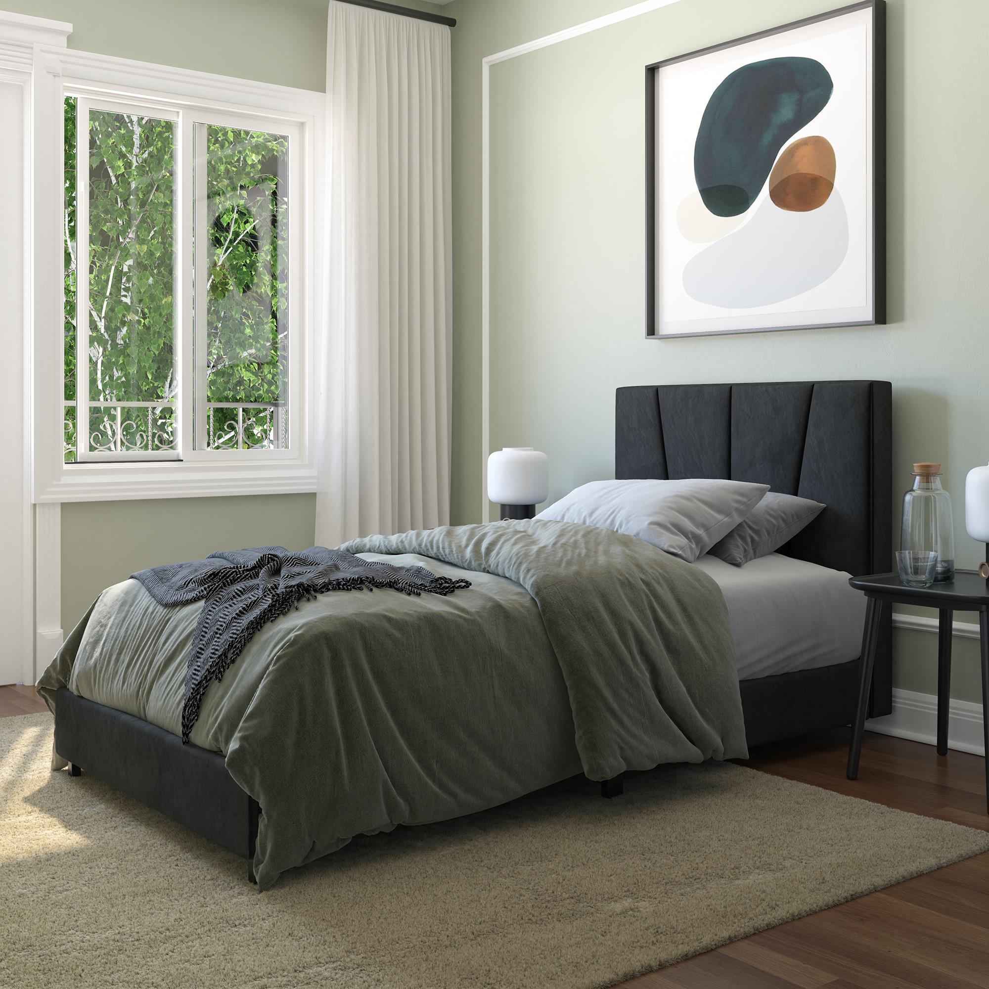 RealRooms Maverick Upholstered Bed - Black - Twin