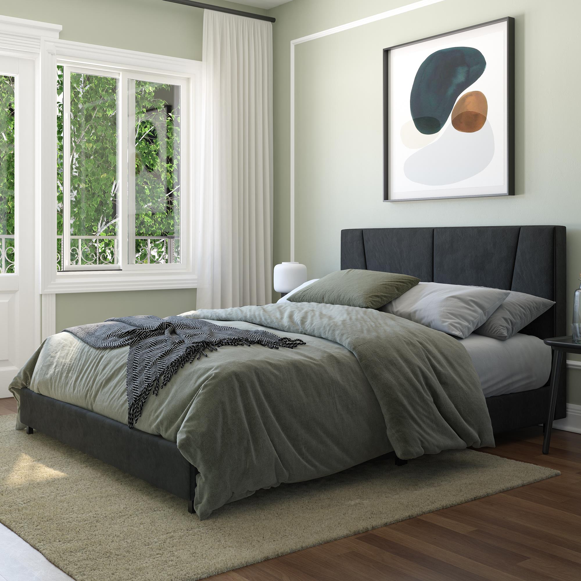 RealRooms Maverick Upholstered Bed - Black - Queen