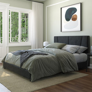 RealRooms Maverick Upholstered Bed - Black - Queen