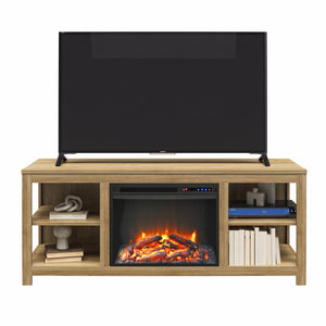 Ameriwood Home Melville Electric Fireplace Console TV Stand for TVs up to 65" - Natural