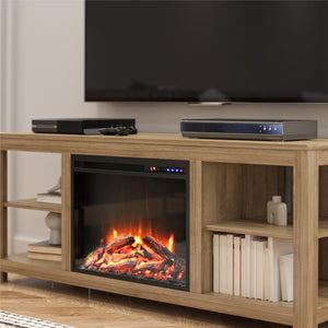 Ameriwood Home Melville Electric Fireplace Console TV Stand for TVs up to 65" - Natural