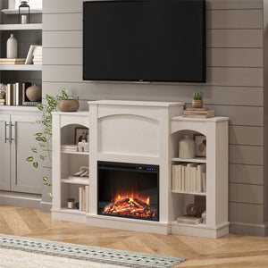 Ameriwood Home Hawke's Bay Fireplace Mantel with Bookshelves - Ivory Oak