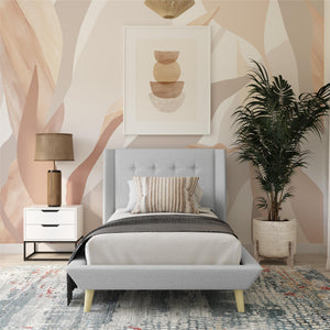 DHP Aliyah Upholstered Bed Frame - Light Gray - Twin