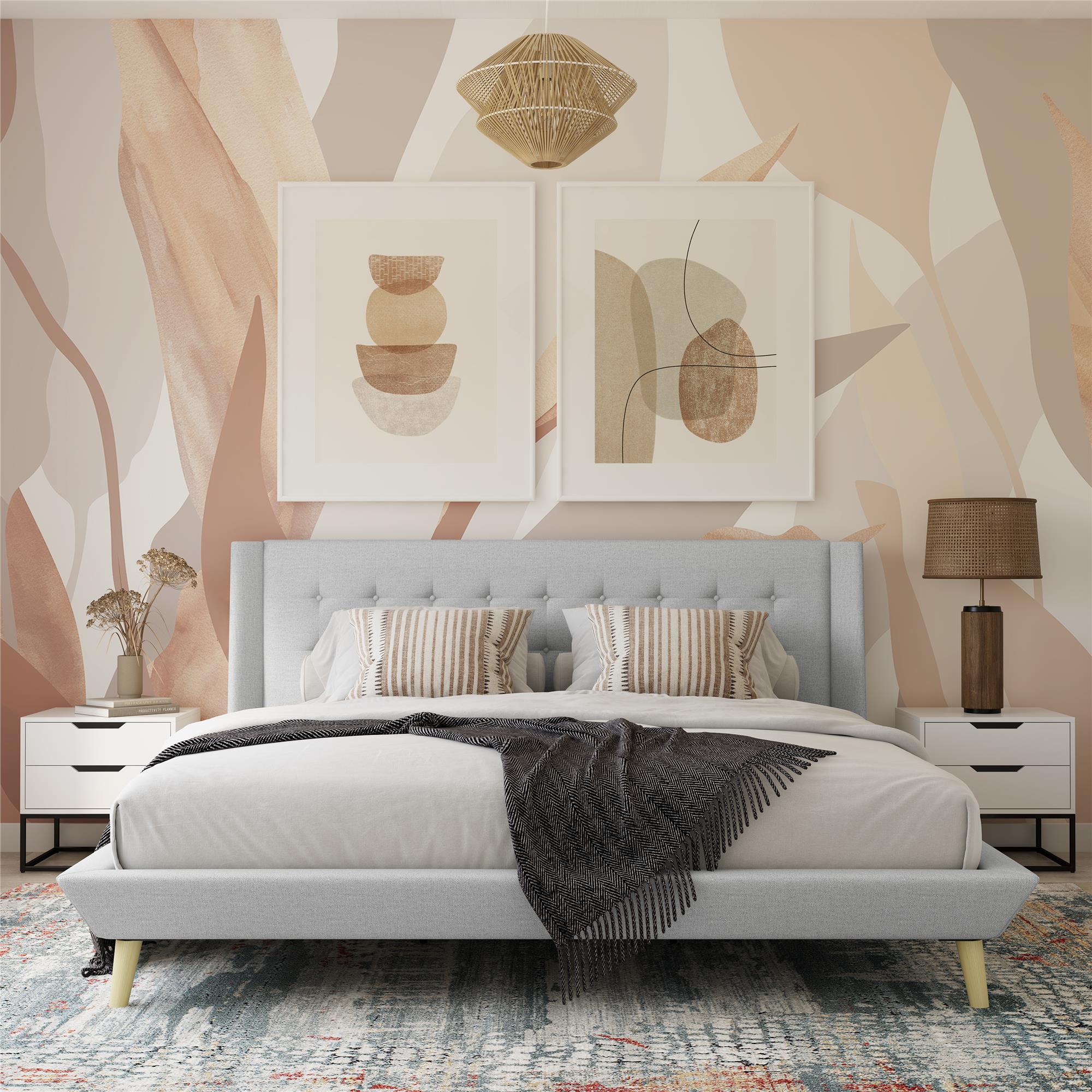DHP Aliyah Upholstered Bed Frame - Light Gray - King