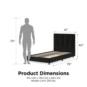 RealRooms Maverick Upholstered Bed - Black - Twin